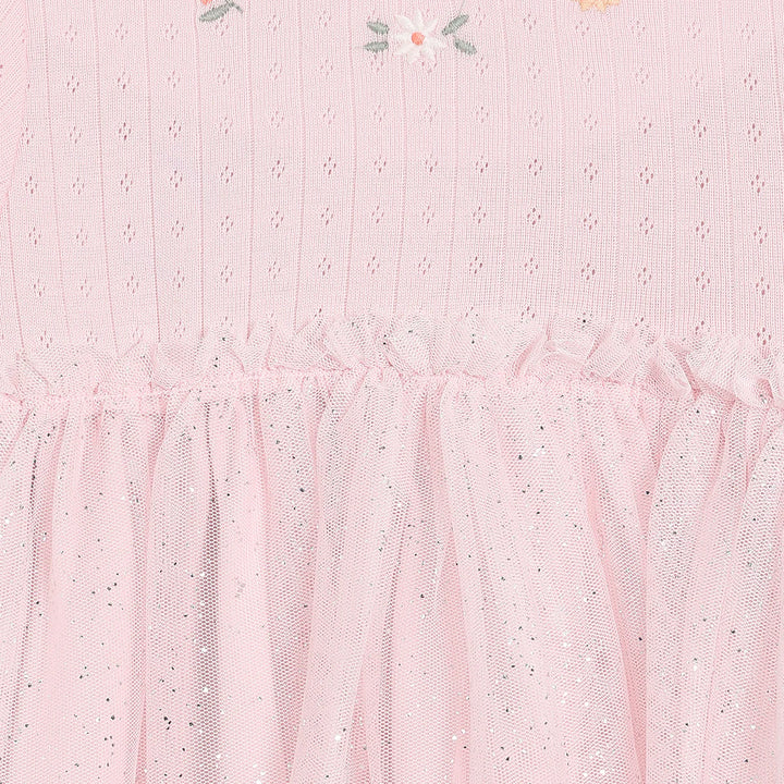 PINK FLORAL EMBROIDERED DRESS