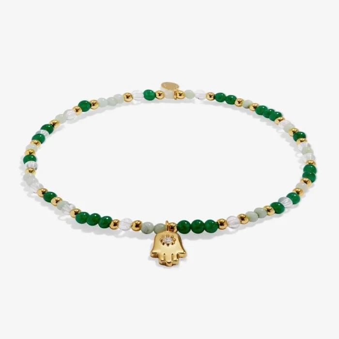 HAMSA HAND GREEN GEMSTONE ANKLET