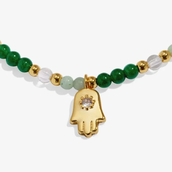 HAMSA HAND GREEN GEMSTONE ANKLET