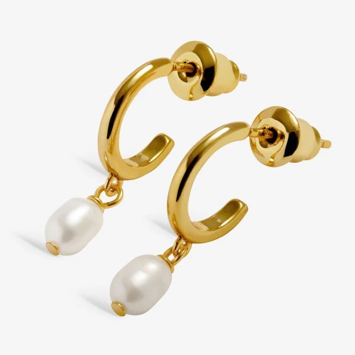 LOVED BY YOU PEARL HOOP GOLD PLATED EARRINGS