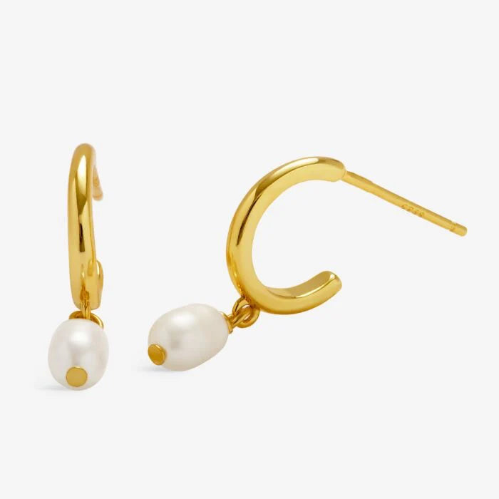 LOVED BY YOU PEARL HOOP GOLD PLATED EARRINGS