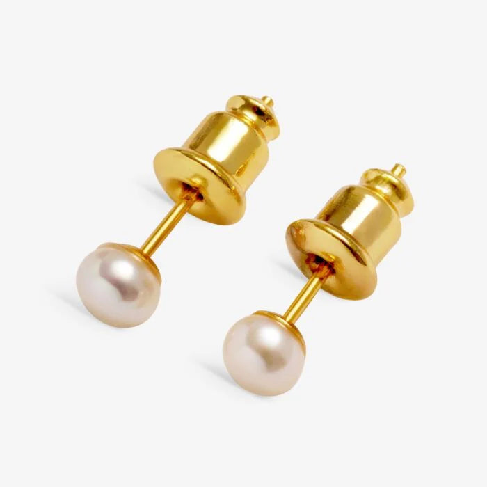 LOVED BY YOU MINI PEARL GOLD PLATED STUD EARRINGS