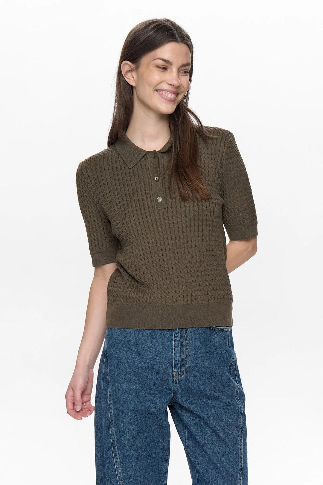 SEA TURTLE ALETTE POLO KNIT TOP