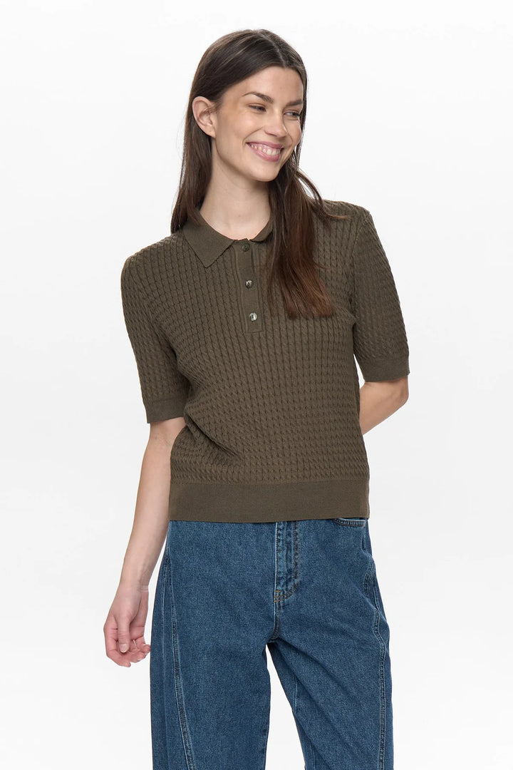 SEA TURTLE ALETTE POLO KNIT TOP