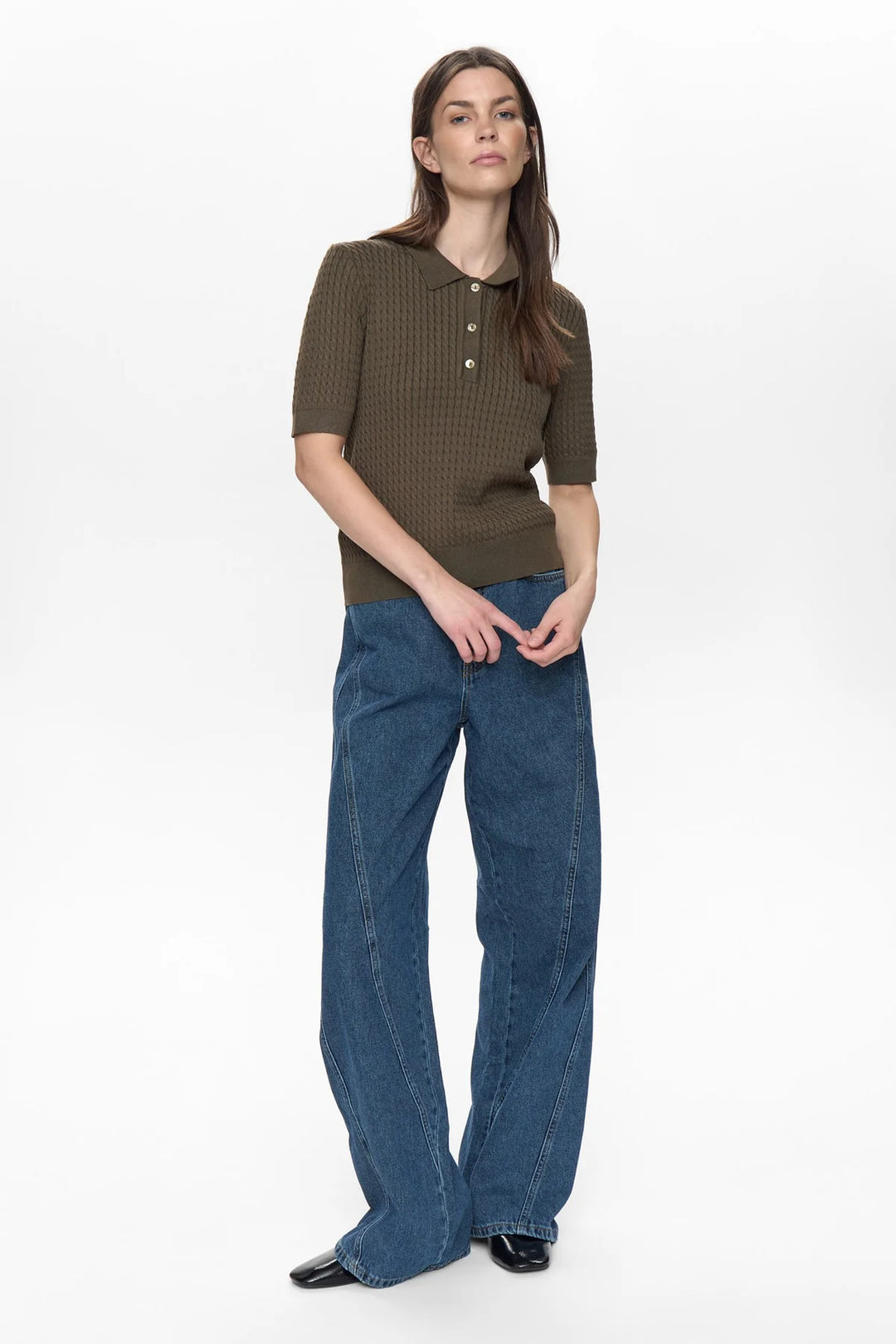 SEA TURTLE ALETTE POLO KNIT TOP