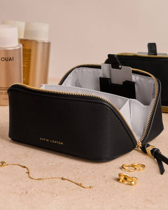 FOLD-OUT MIRROR MAKE UP BAG BLACK