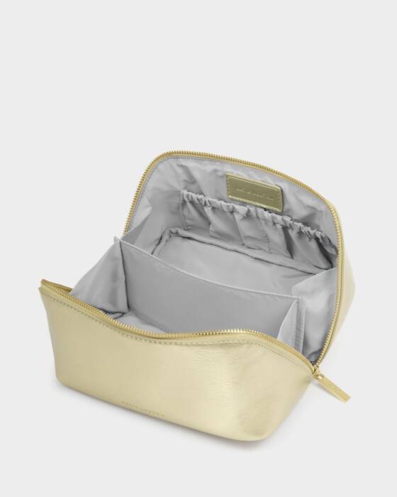 PATENT CRACKLE GOLD MEDIUM FOLD OUT MAKEUP & WASH BAG