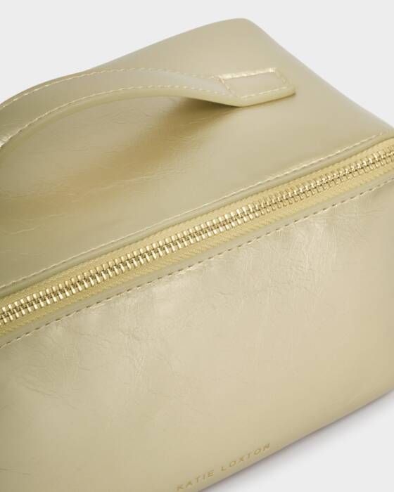 PATENT CRACKLE GOLD MEDIUM FOLD OUT MAKEUP & WASH BAG