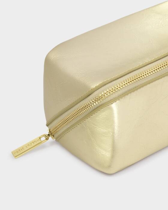 PATENT CRACKLE GOLD FOLD-OUT MIRROR MAKE UP BAG