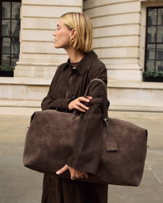 SOHO WEEKEND BAG CHOCOLATE WASHED SUEDETTE