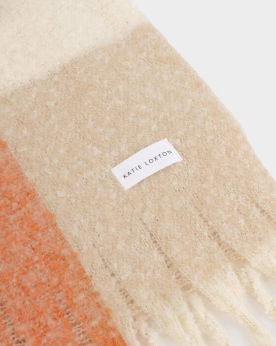 RECYCLED CHECKED TASSEL SCARF LILAC