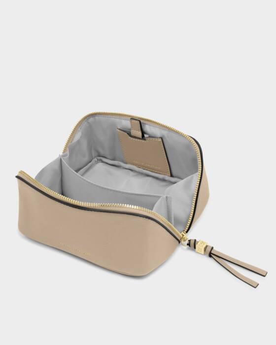 FOLD OUT MIRROR MAKE UP BAG LIGHT TAUPE