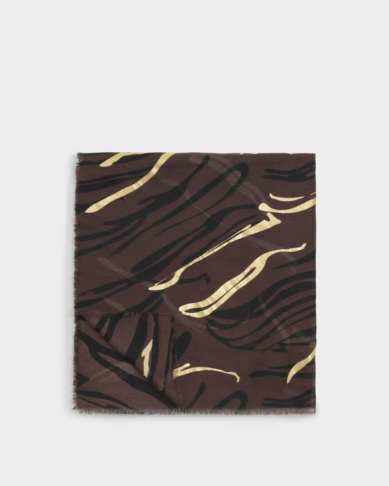ZEBRA PRINTED FOIL SCARF CHOCOLATE