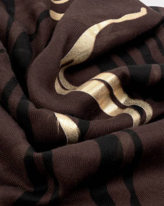 ZEBRA PRINTED FOIL SCARF CHOCOLATE