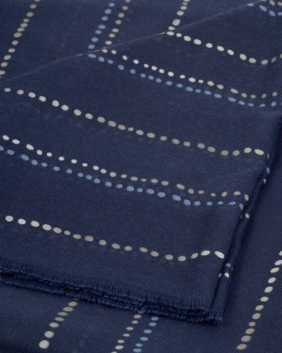 DOTTED STRIPE PRINT FOIL SCARF NAVY