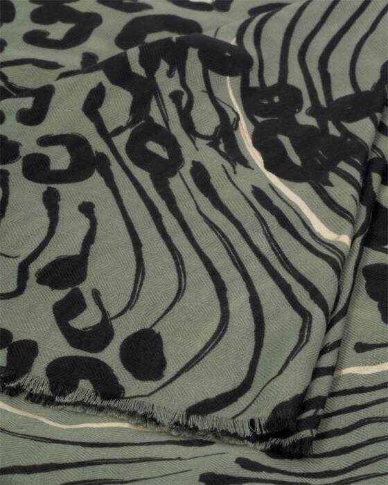 ABSTRACT ANIMAL PRINT FOIL SCARF KHAKI