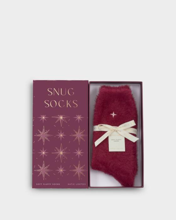 GIFT BOXED SNUG FLUFFY SOCKS CHERRY