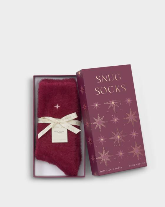 GIFT BOXED SNUG FLUFFY SOCKS CHERRY