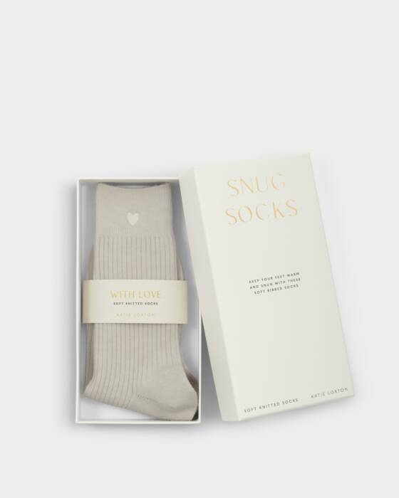 GIFT BOXED HEART SNUG SOCKS OFF WHITE