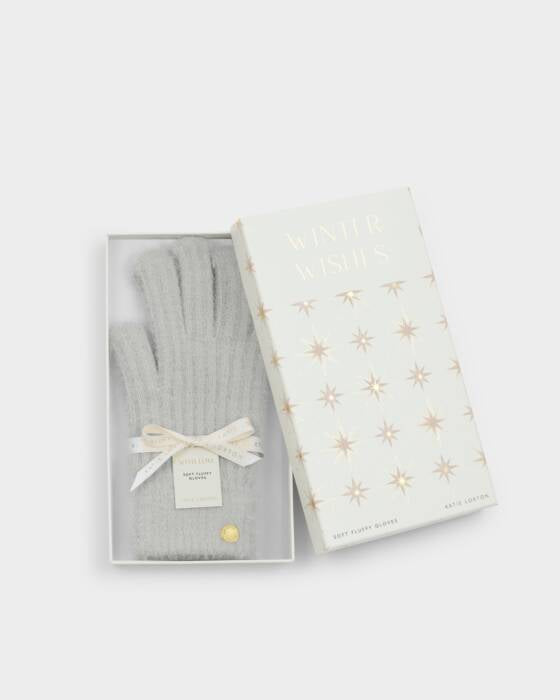 GIFT BOXED SOFT KNIT GLOVES GREY