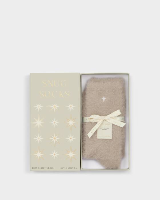 GIFT BOXED SNUG FLUFFY SOCKS TAUPE
