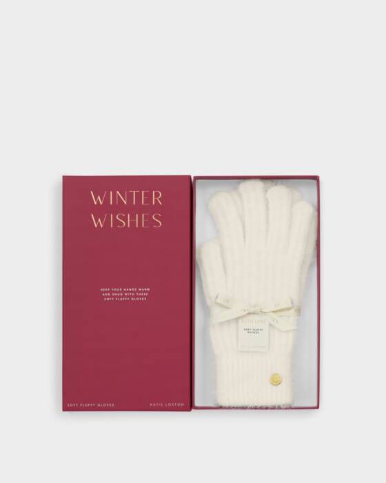 GIFT BOXED SOFT KNITTED GLOVES WHITE