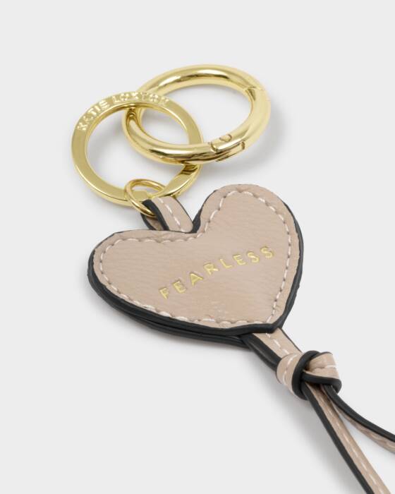 FEARLESS HEART BAG CHARM KEYRING LATTE
