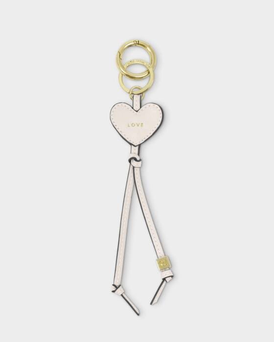 LOVE HEART BAG CHARM KEYRING OFF WHITE