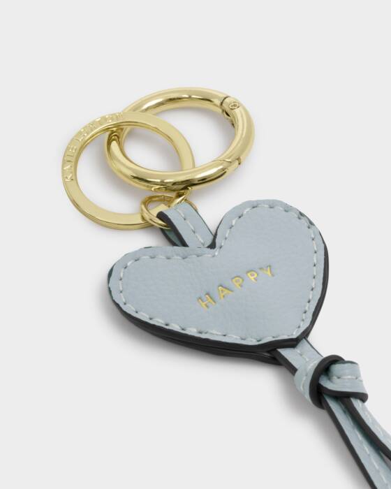 HAPPY HEART BAG CHARM KEYRING MOONSTONE BLUE