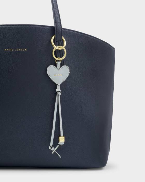 HAPPY HEART BAG CHARM KEYRING MOONSTONE BLUE
