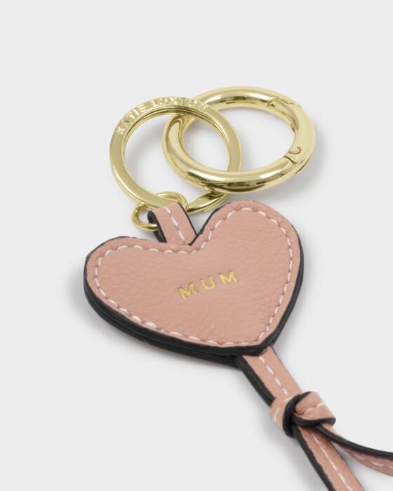 MUM HEART BAG CHARM KEYRING BLUSH TAUPE