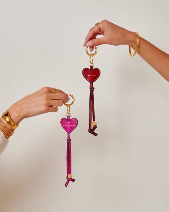 BESTIE HEART BAG CHARM KEYRING RED