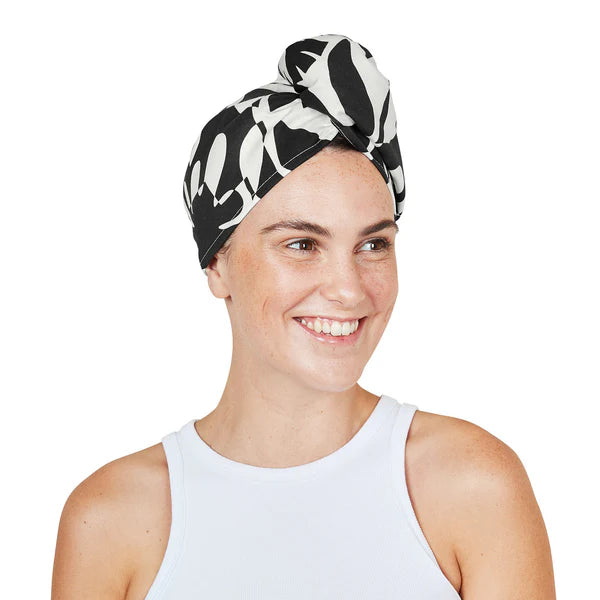 MIDNIGHT MONO PRINT QUICK DRY HAIR WRAP