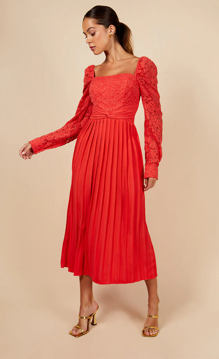 CORAL LACE MIDAXI DRESS