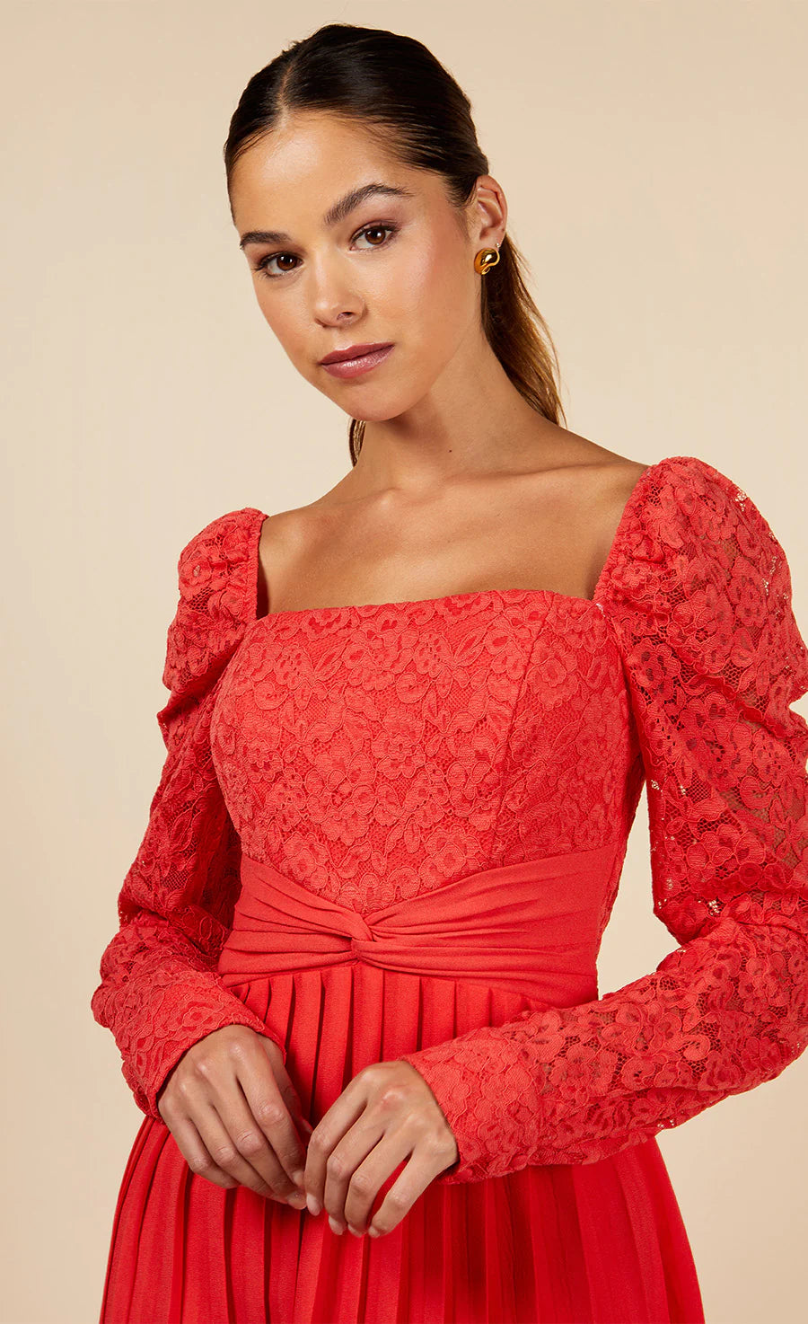 CORAL LACE MIDAXI DRESS