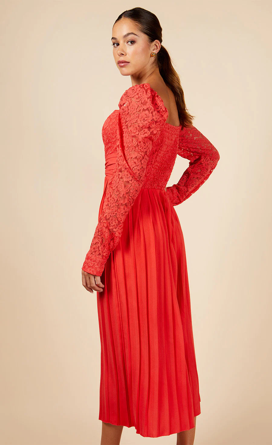 CORAL LACE MIDAXI DRESS