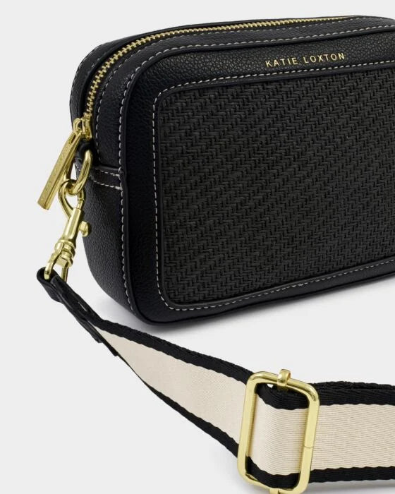 SMALL BLACK RAFFIA AVERY CROSSBODY BAG