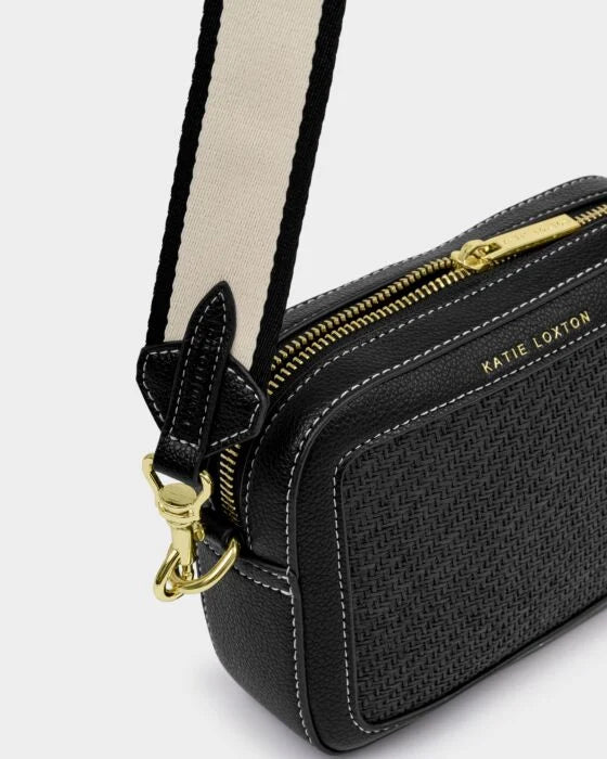 SMALL BLACK RAFFIA AVERY CROSSBODY BAG