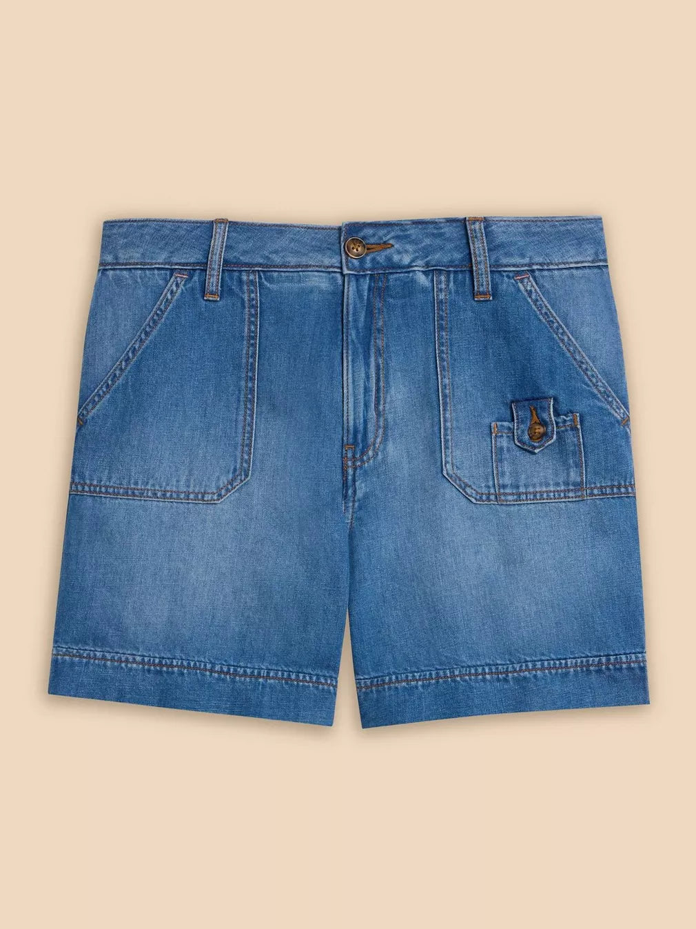 MID DENIM MOLLIE COMBAT DENIM SHORTS