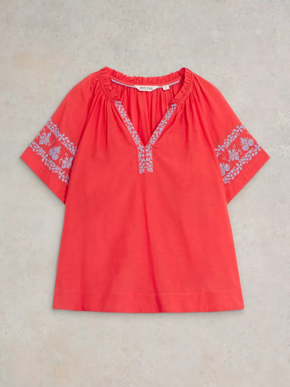 ORANGE MULTI ANNA COTTON EMBROIDERED TOP