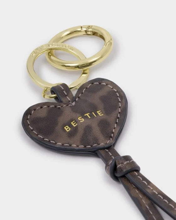 HEART BESTIE CHARM TASSEL KEYRING LEOPARD