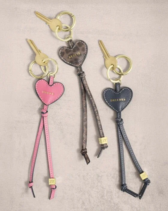 HEART BESTIE CHARM TASSEL KEYRING LEOPARD