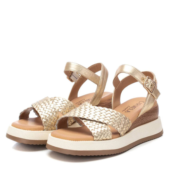 GOLD WOVEN LEATHER SANDAL