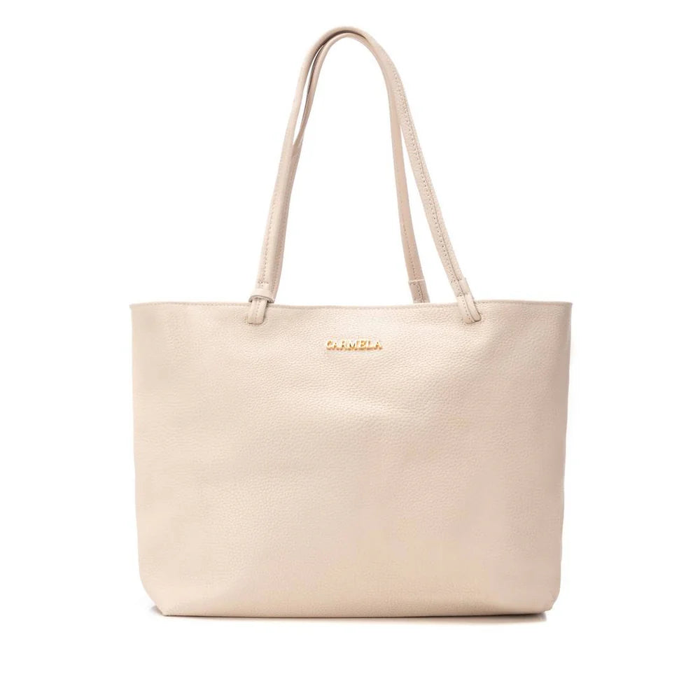 CREAM LEATHER TOTE BAG