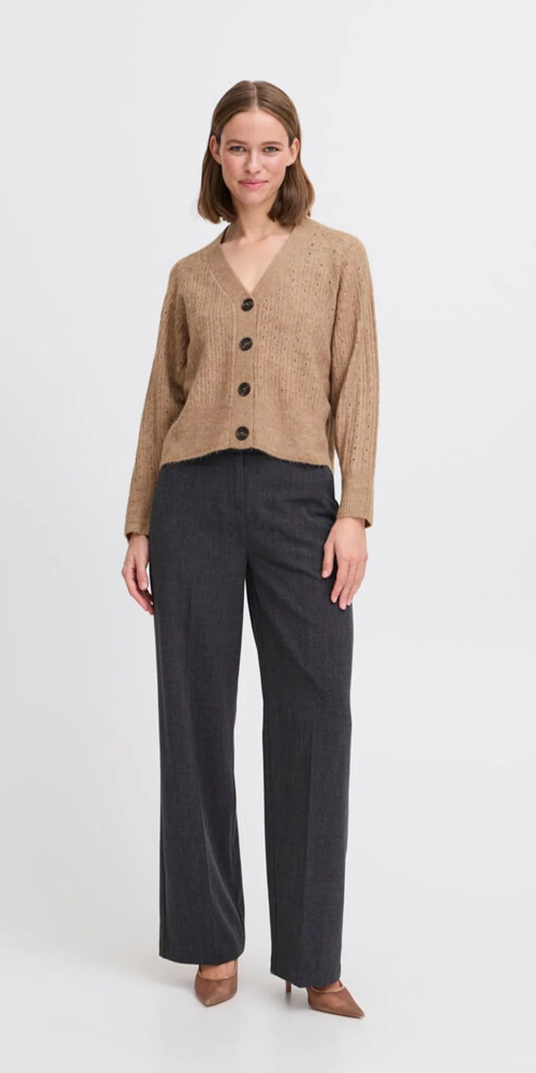 WALNUT MELANGE MONNA CARDIGAN