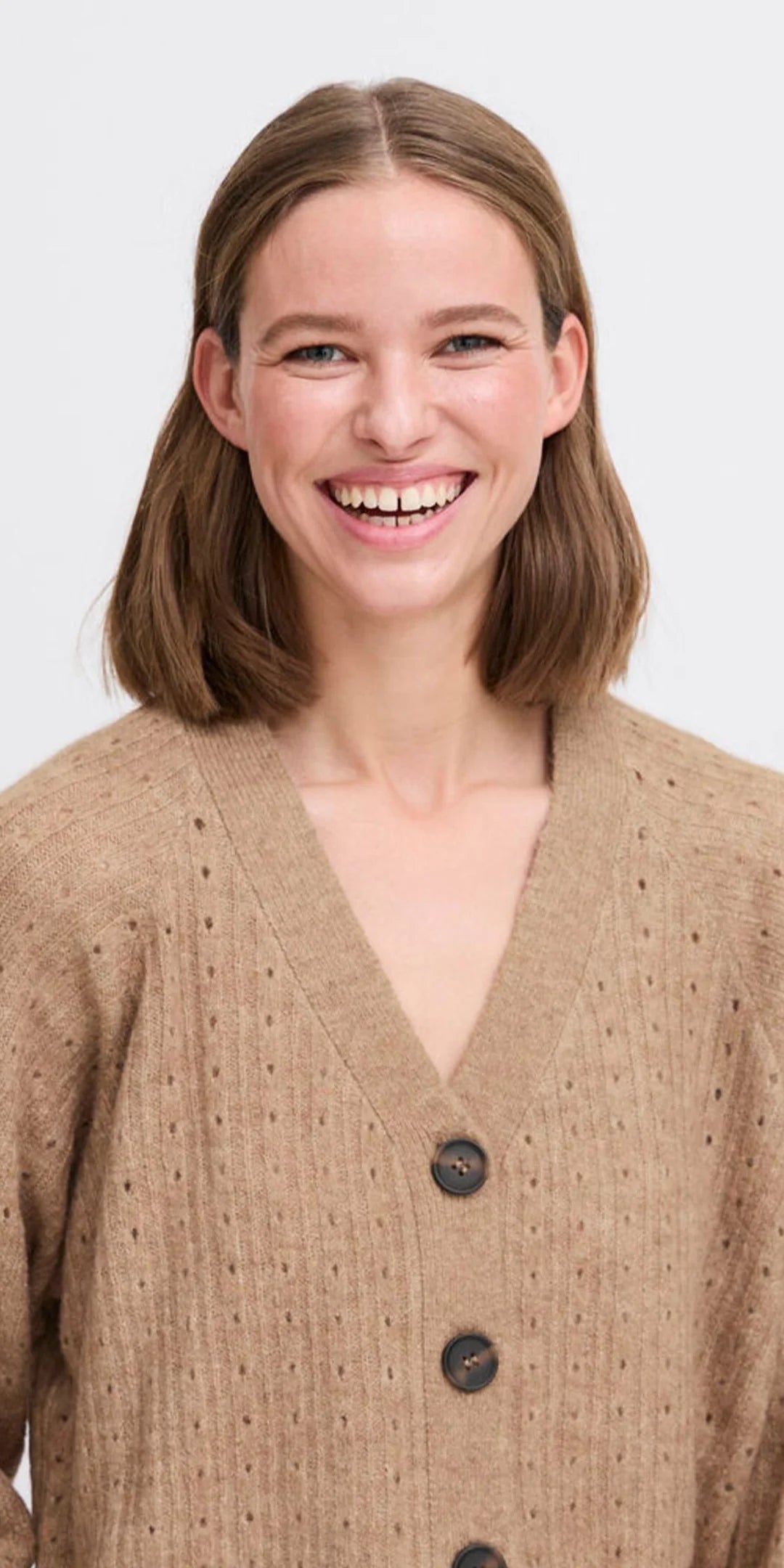 WALNUT MELANGE MONNA CARDIGAN