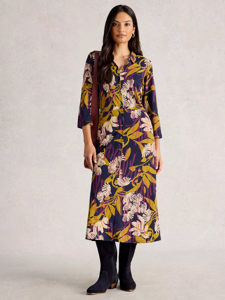 NAVY MULTI RUA JERSEY DRESS