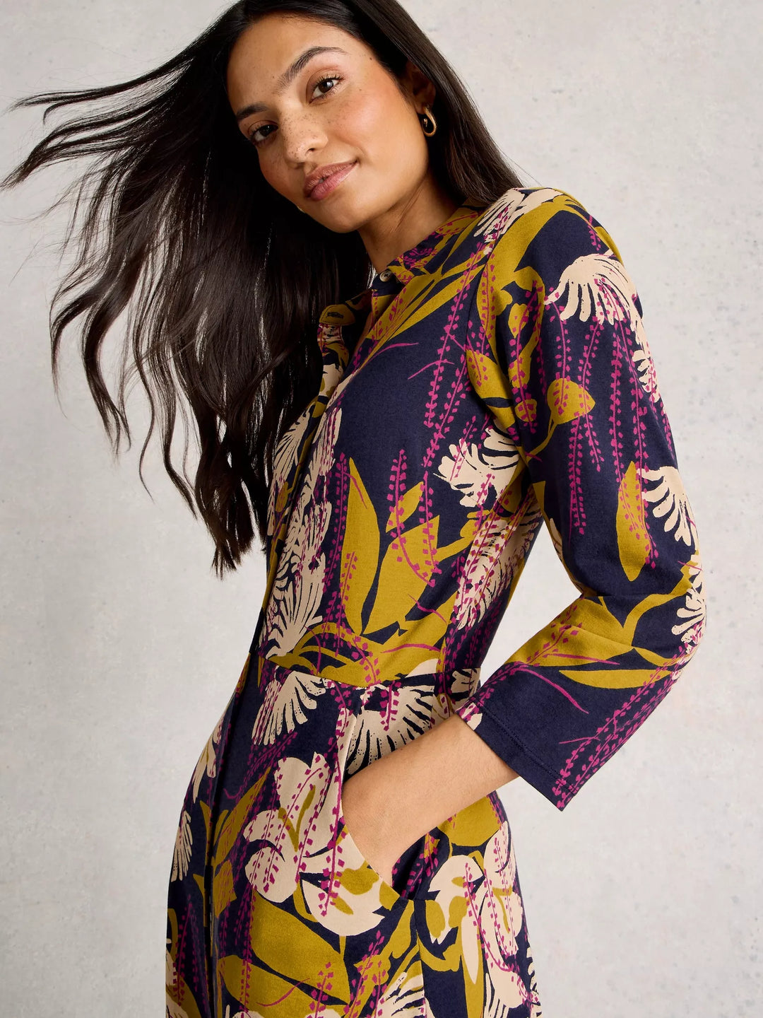 NAVY MULTI RUA JERSEY DRESS