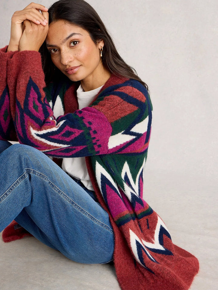 PLUM MULTI ALICE ABSTRACT CARDIGAN