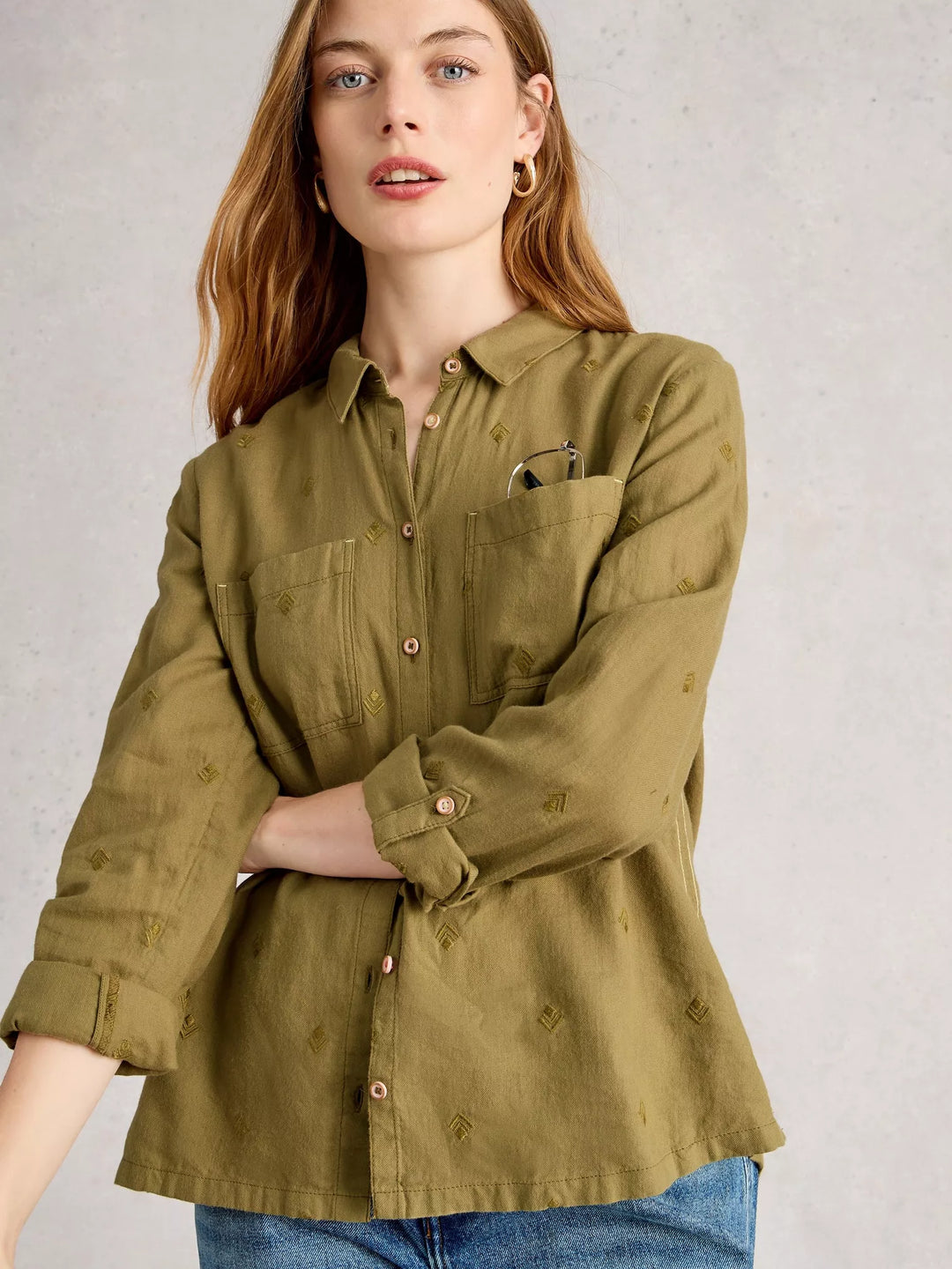 KHAKI SOPHIE COTTON SHIRT